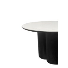 Warren Matt White Sintered Stone Coffee Table with Black Oak Pedestal