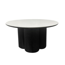 Warren Matt White Sintered Stone Coffee Table with Black Oak Pedestal