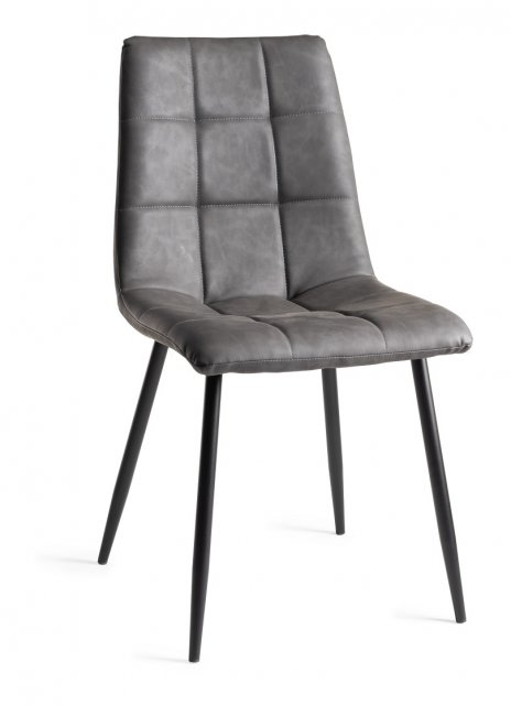 Grey faux leather dining 2025 chairs with black legs