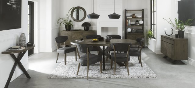 Signature Collection Ellipse Fumed Oak 6 Seater Dining Table - Dining ...