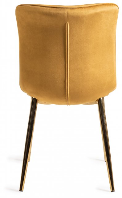 Gallery Collection Rothko Mustard Velvet Fabric Chairs With Gold Legs Pair Dining Chairs 3049