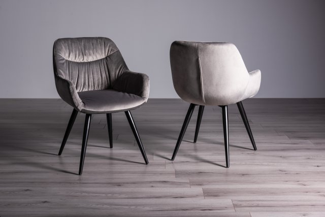 Grey velvet dining chairs deals with oak legs