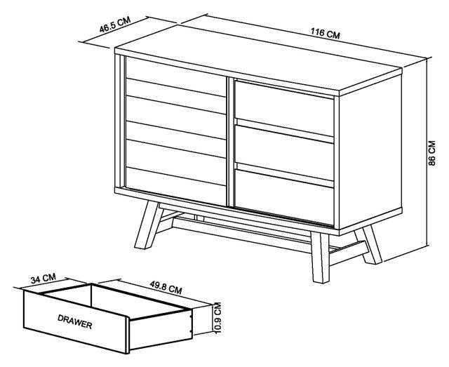 Camden Rustic Oak Narrow Sideboard | Dining Room Furniture - Bentley ...