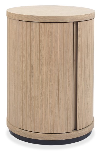 Signature Collection Vega Scandi Oak & Peppercorn Round Lamp Table