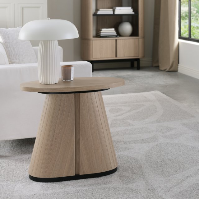 Signature Collection Vega Scandi Oak & Peppercorn Oval Lamp Table