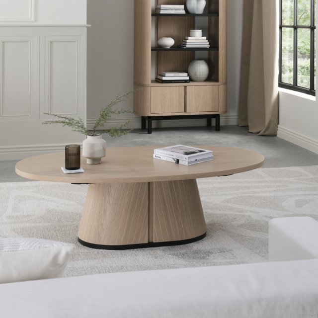 Signature Collection Vega Scandi Oak & Peppercorn Oval Coffee Table