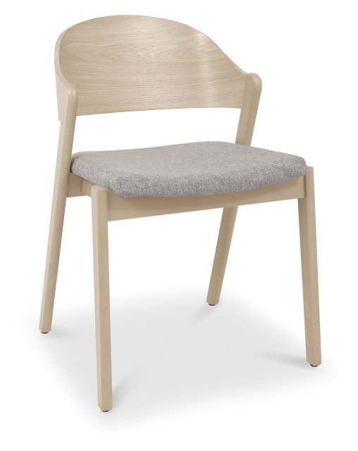 Signature Collection Vega Scandi Oak Ply Back Chair in Grey Fabric