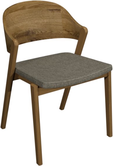 Signature Collection Vega Rustic Oak Ply Back Chair in Lotus Grey Fabric