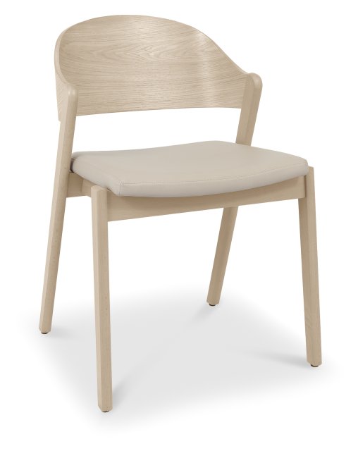 Signature Collection Vega Scandi Oak Ply Back Chair in Ivory Bonded Leather