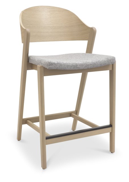 Signature Collection Vega Scandi Oak Bar Stool - Grey Fabric (Single)