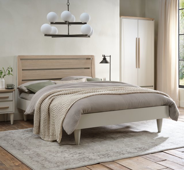 Premier Collection Larsen Scandi Oak & Soft Grey Slatted Bedstead Double 135cm