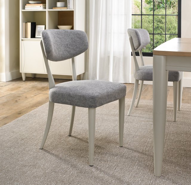 Premier Collection Larsen Soft Grey Upholstered Chair - Grey Fabric (Pair)