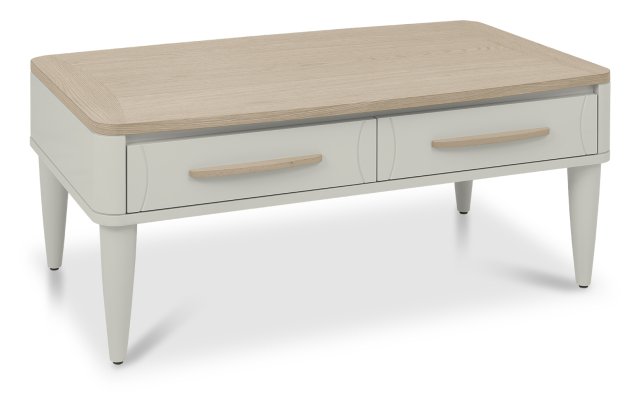 Premier Collection Larsen Scandi Oak & Soft Grey Coffee Table with Drawer