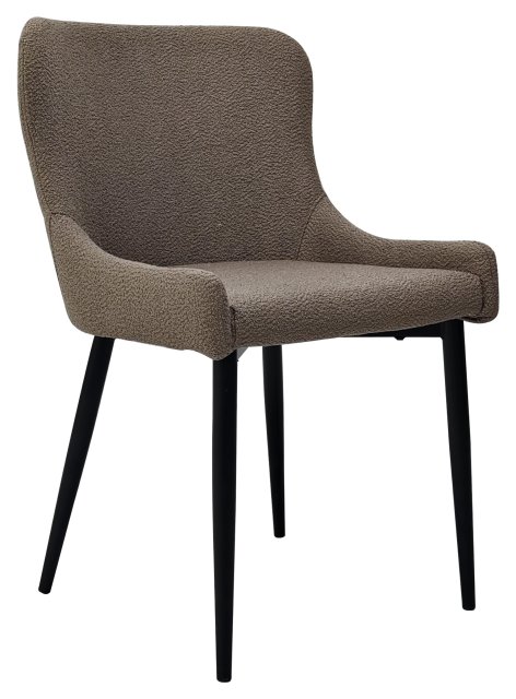 Gallery Collection Rubens - Beige Boucle Fabric Chairs with Black Legs (Pair)