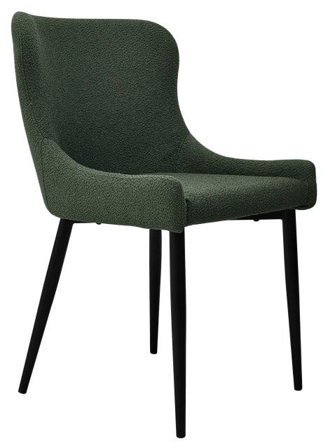 Gallery Collection Rubens - Green Boucle Fabric Chairs with Black Legs (Pair)