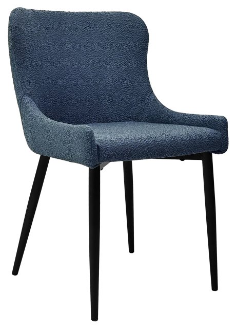 Gallery Collection Rubens - Blue Boucle Fabric Chair with Black Legs (Pair)