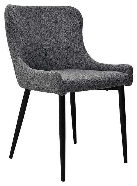 Gallery Collection Rubens - Grey Boucle Fabric Chairs with Black Legs (Pair)