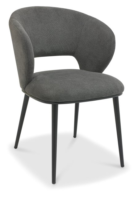 Lucca - Grey Fabric Chair with Matt Black Legs (Pair)