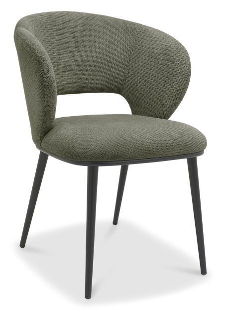 Lucca - Green Fabric Chair with Matt Black Legs (Pair)