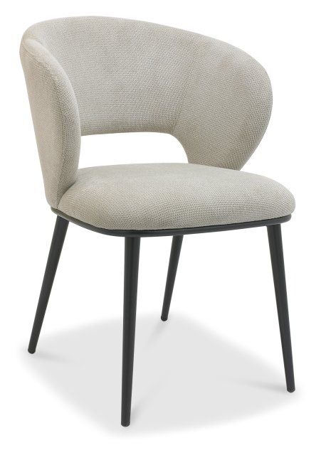 Lucca - Beige Fabric Chair with Matt Black Legs (Pair)