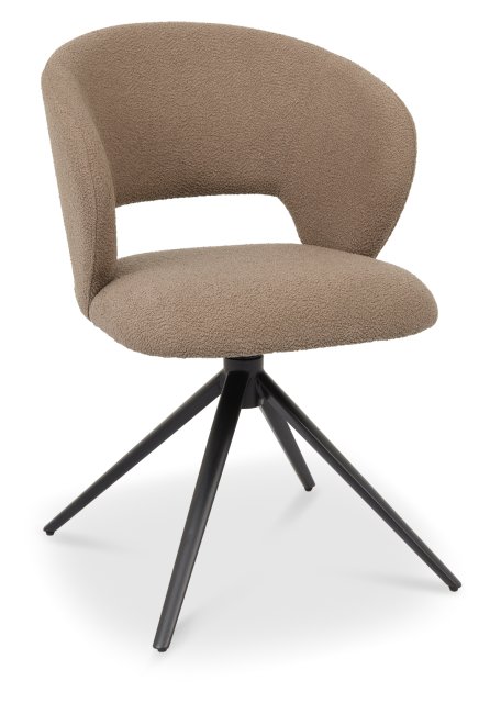 Gallery Collection Stella - 360° Self Returning Swivel Chair in a Beige Boucle Fabric with Black Legs (Single)