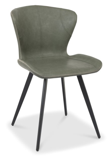 Gallery Collection Garcia - Olive Vintage Faux Leather Scoop Back Chair with Black Legs (Pair)