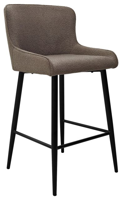 Gallery Collection Rubens - Beige Boucle Fabric Bar Stools with Black Legs (Pair)