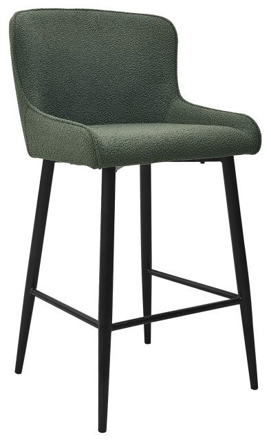 Gallery Collection Rubens - Green Boucle Fabric Bar Stools with Black Legs (Pair)