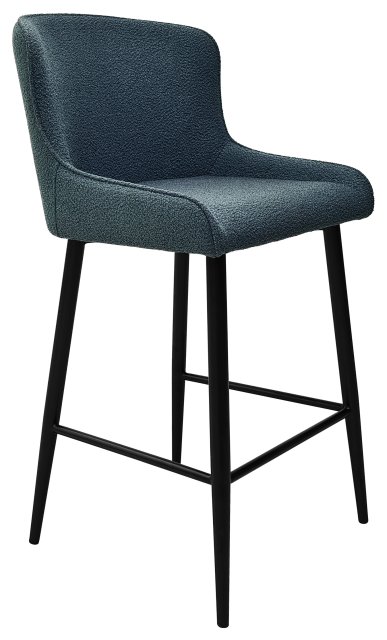 Gallery Collection Rubens - Blue Boucle Fabric Bar Stools with Black Legs (Pair)