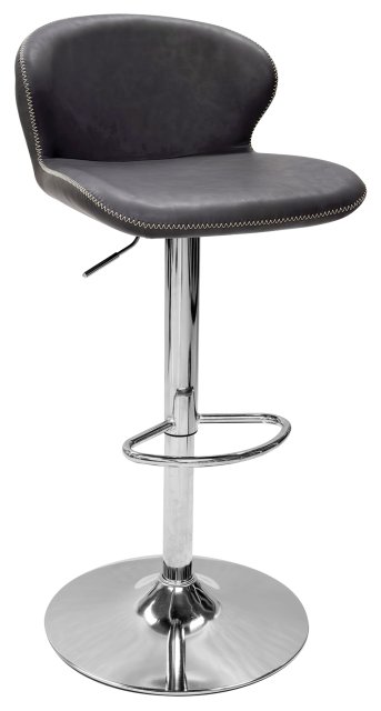 Gallery Collection Rosso - Dark Grey Vintage Faux Leather Gaslift Swivel Barstool with Chrome Base (Single)