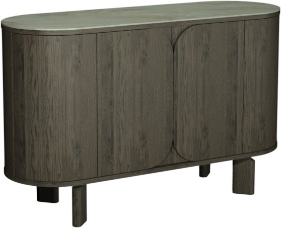 Signature Collection Duo Grey Oiled Oak Narrow Sideboard with Monte Blanco Sintered Stone Top