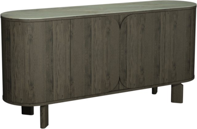 Signature Collection Duo Grey Oiled Oak Wide Sideboard with Monte Blanco Sintered Stone Top