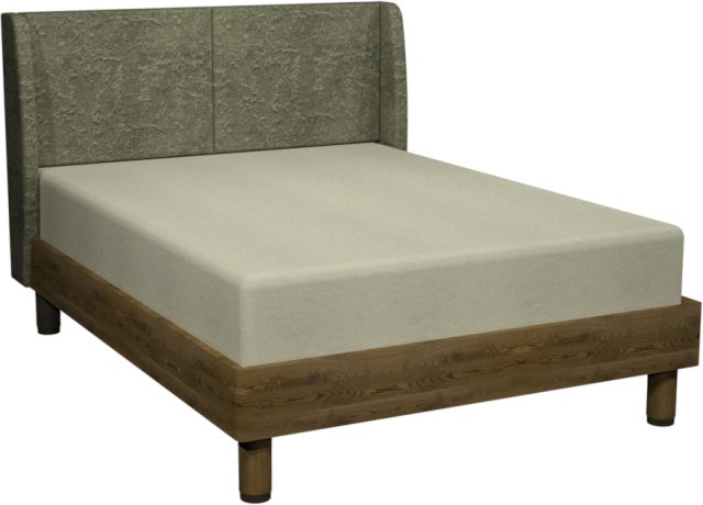 Signature Collection Vega Knotty Oak & Weathered Oak Upholstered Bedstead King 150cm - Pearl Velvet Fabric