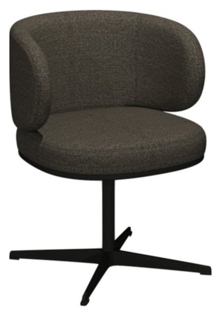 Gallery Collection Marcel - 360° Swivel Chair in a Brown Boucle Fabric with Black Legs (Pair)