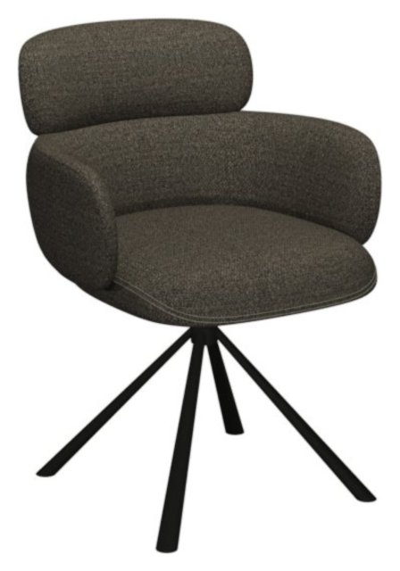 Gallery Collection Hudson - 360° Self Returning Swivel Chair in a Brown Boucle Fabric with Black Legs (Single)