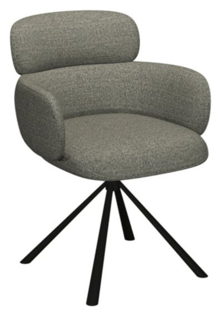 Gallery Collection Hudson - 360° Self Returning Swivel Chair in a Grey Boucle Fabric with Black Legs (Single)