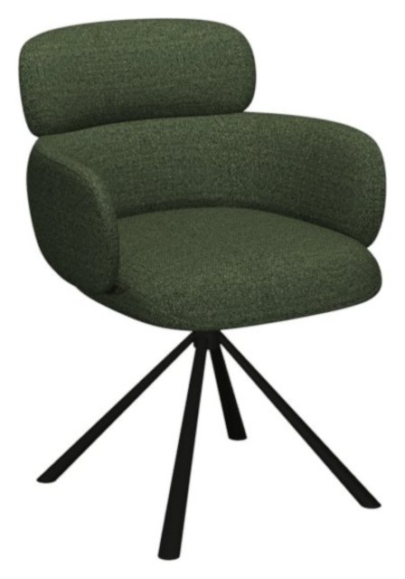 Gallery Collection Hudson - 360° Self Returning Swivel Chair in a Green Boucle Fabric with Black Legs (Single)