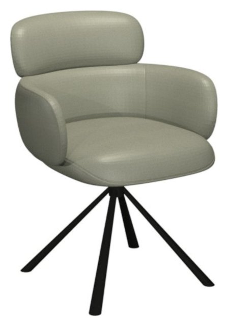 Gallery Collection Hudson - 360° Self Returning Swivel Chair in a Light Grey Faux Leather with Black Legs (Single)