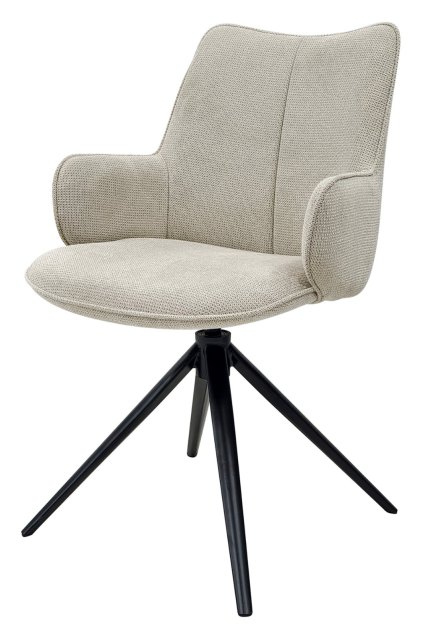 Gallery Collection Rowan - 360° Self Returning Swivel Chair in a Beige Fabric with Black Legs (Single)