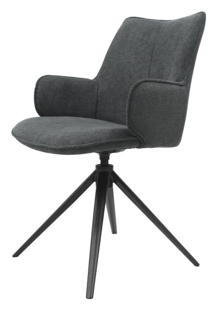 Gallery Collection Rowan - 360° Self Returning Swivel Chair in a Grey Fabric with Black Legs (Single)