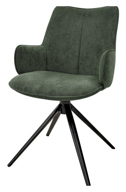 Gallery Collection Rowan - 360° Self Returning Swivel Chair in a Green Fabric with Black Legs (Single)