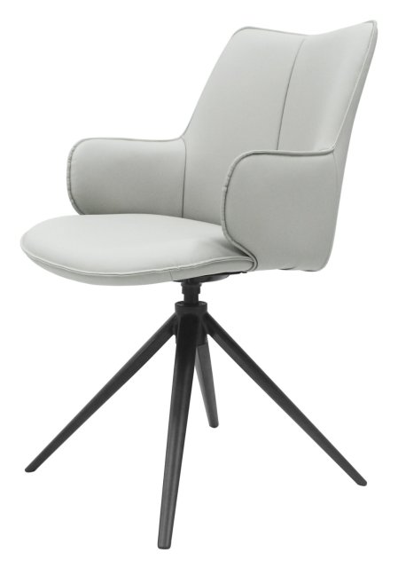 Gallery Collection Rowan - 360° Self Returning Swivel Chair in a Light Grey Faux Leather with Black Legs (Single)