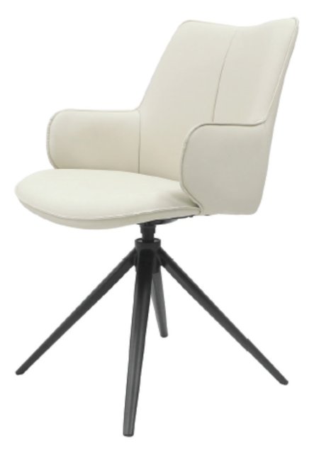 Gallery Collection Rowan - 360° Self Returning Swivel Chair in a Ivory Faux Leather with Black Legs (Single)