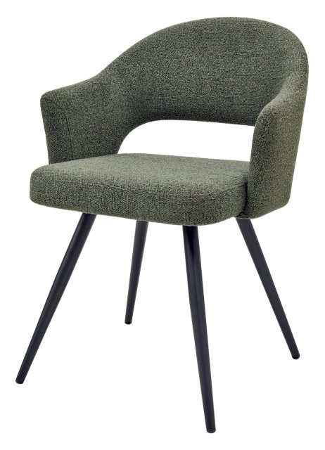 Gallery Collection Sterling - Green Boucle Fabric Chair with Black Legs (Pair)