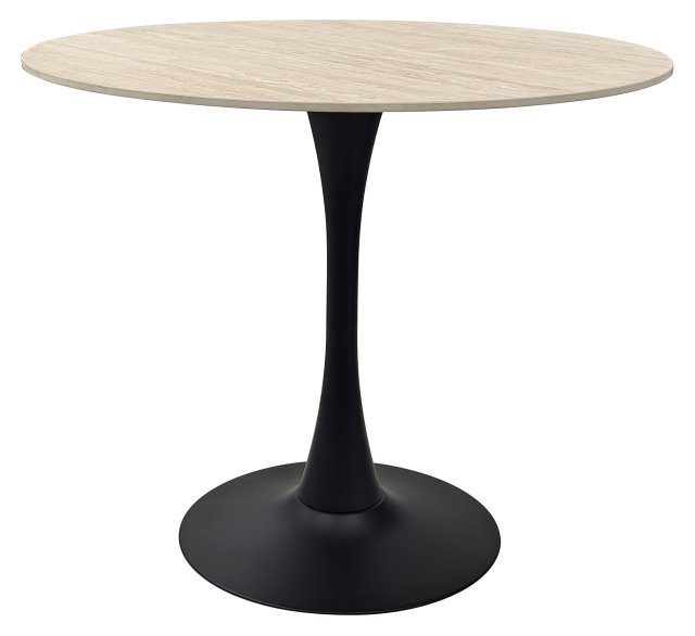 Gallery Collection Mason Beige Sintered Stone Circular Bistro Table with Black Base