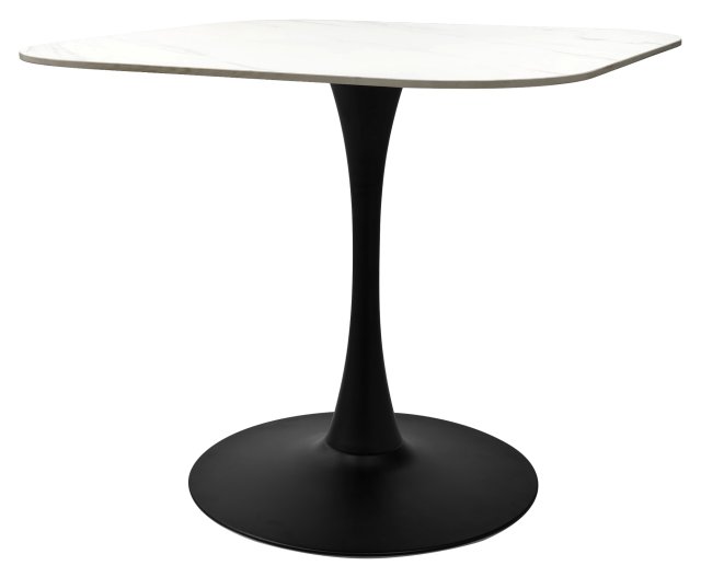 Gallery Collection Carter White Sintered Stone Square Bistro Table with Black Base