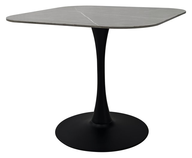 Gallery Collection Carter Grey Sintered Stone Square Bistro Table with Black Base