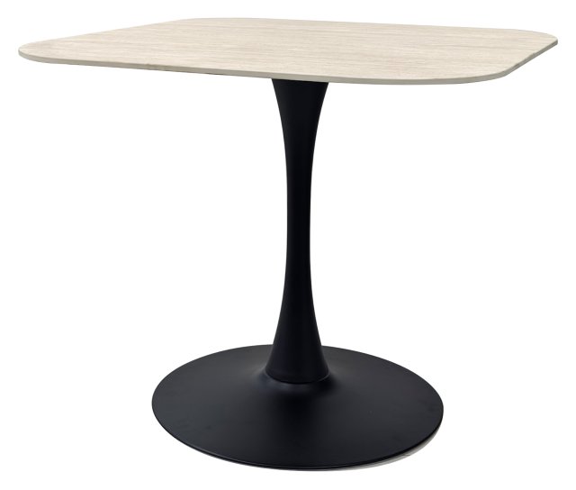 Gallery Collection Carter Beige Sintered Stone Square Bistro Table with Black Base