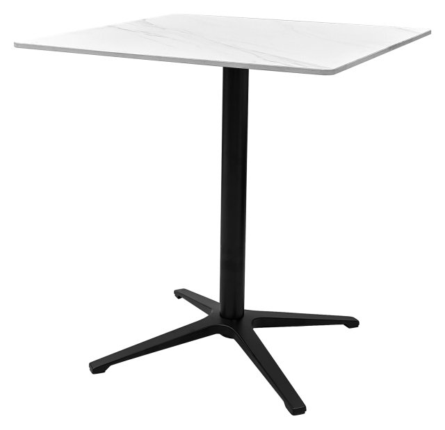 Gallery Collection Baxter White Sintered Stone Square Bistro Table with Black  Base