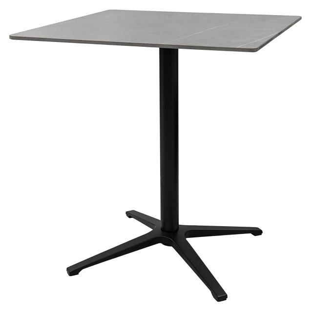 Gallery Collection Baxter Grey Sintered Stone Square Bistro Table with Black Base